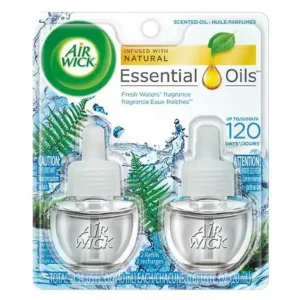 Air Wick Plug In Scented Oil with Essential Oils, Air Freshener Fresh Waters, 0.67 fl oz, 2 pack