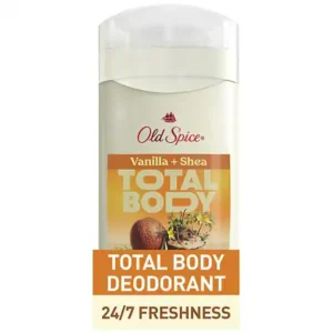 Old Spice Whole Body Deodorant For Men, Aluminum Free, 24/7 Total Body Freshness Vanilla + Shea Butter, 3.0 oz