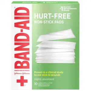 Band-Aid Hurt-Free Non-Stick Pads Large, 10.0 ea